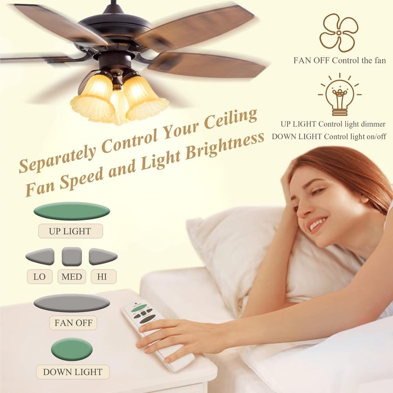 Prichor UC7078T Remote for Ceiling Fan with Up Down Light, Replacement for Hampton Bay Harbor Breeze Hunter, Compatible with UC7078T UC7067RC CHQ7078T L3H2010FANHD Fan-HD6 FAN-28R, Dimmable - Image 1